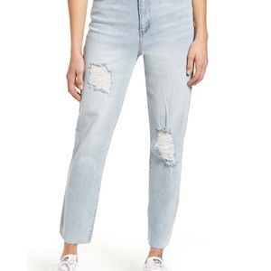 Tinsel Ripped High Waisted Ankle Stright Leg Jeans